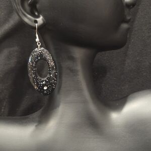 Elegant Black Oval Earrings